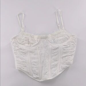 White Fox milkmaid  Ruched Bustier Top M‎